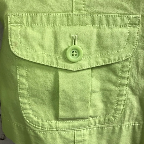 TALBOTS Petite Size 4P Lime Green lightweight Safari cotton blazer jacket - Picture 5 of 15